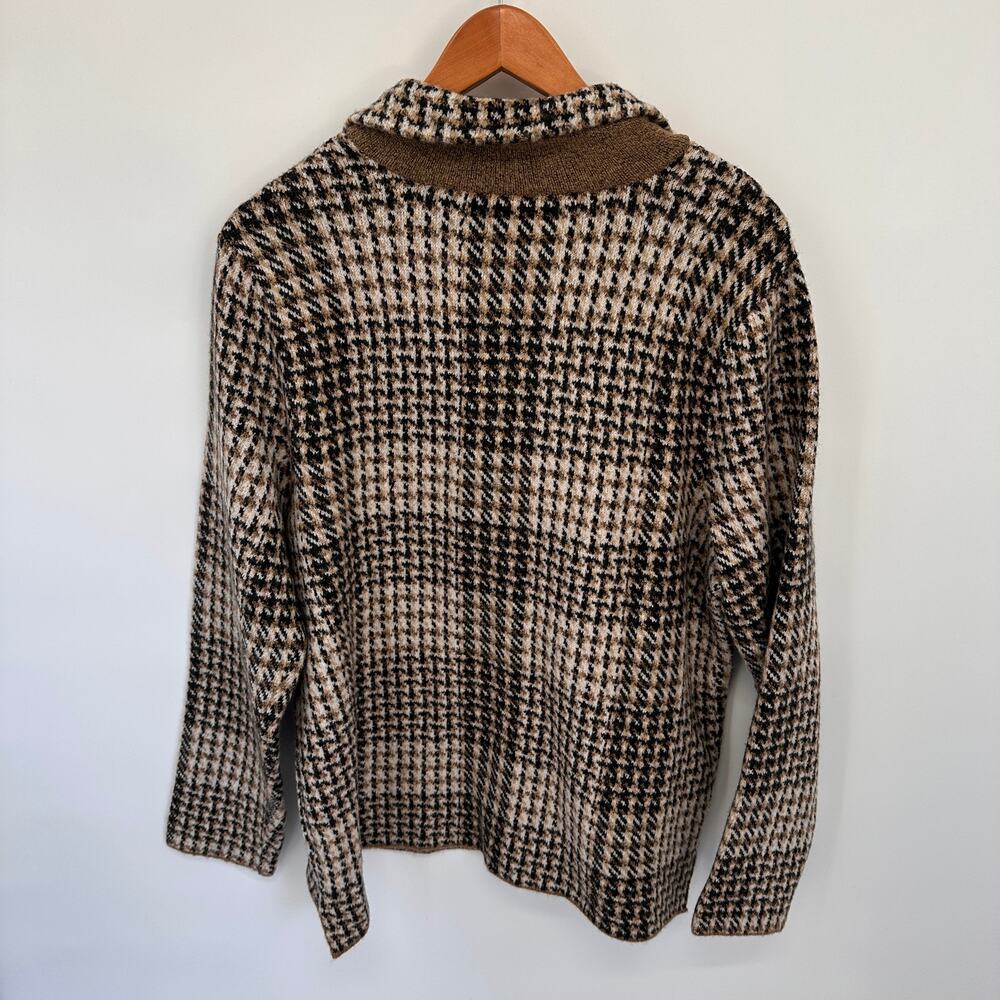 J. JILL NWT Plaid Button Front Sweater Wool Blend Houndstooth Cardigan // M - Picture 10 of 12